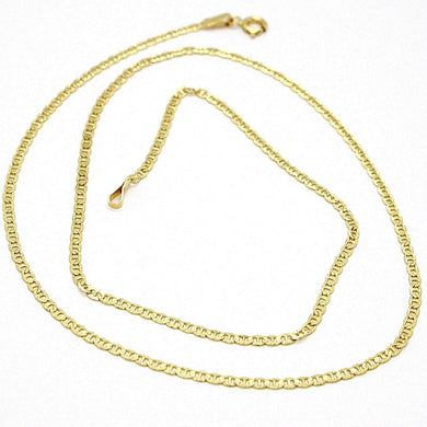 18K YELLOW GOLD CHAIN FLAT NAVY MARINER CROSSED WORKED LINK 2 MM, 18 INCHES.
