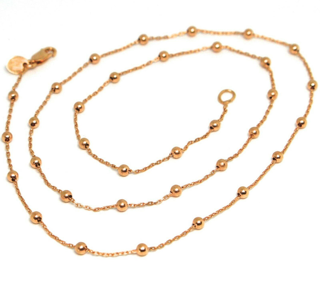 18k rose gold mini balls chain 2 mm, 18 inches sphere alternate oval rolo link.