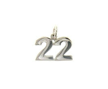 Load image into Gallery viewer, 18k white gold number 22 twenty two small pendant charm, 0.4&quot;, 10mm
