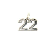 18k white gold number 22 twenty two small pendant charm, 0.4