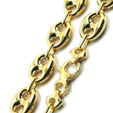 Load image into Gallery viewer, 18k yellow gold mariner chain big ovals 12 mm, 20 inches anchor rounded puffed necklace
