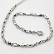 18k white gold bracelet alternate tube ondulate oval link, made in Italy.