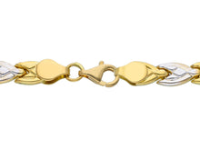 Load image into Gallery viewer, 18K YELLOW WHITE GOLD FLAT WORKED ALTERNATE 5mm FLOWERS PETALS DROPS BRACELET
