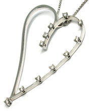 Load image into Gallery viewer, 18k white gold necklace, big heart pendant, 0.44 carats diamonds, ear chain.
