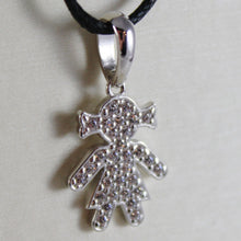 Load image into Gallery viewer, 18k white gold girl pendant, baby, length 0.83 inches, zirconia.
