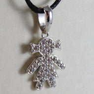 18k white gold girl pendant, baby, length 0.83 inches, zirconia.
