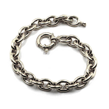 Load image into Gallery viewer, 18k white gold bracelet tubolar oval rolo puffed 8.5x10.5mm circle links, 7.9&quot;.
