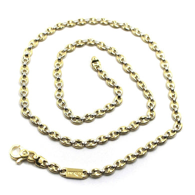 SOLID 18K YELLOW WHITE GOLD MARINER NAUTICAL CHAIN OVAL 4.5mm 24