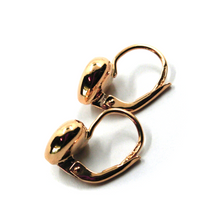 Load image into Gallery viewer, 18k rose gold rounded puffed 9mm heart pendant earrings, leverback closure.
