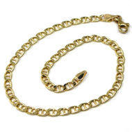 18k yellow gold bracelet 3 mm rounded mariner oval links, 8.1