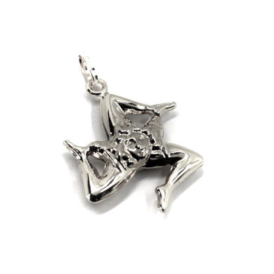 18k white gold pendant, rounded Trinacria, length 25mm, two faces made in Italy.