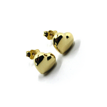 Load image into Gallery viewer, 18K YELLOW GOLD ROUNDED PUFFED 9mm HEART LOBE EARRINGS, BUTTERFLY CLOSURE.
