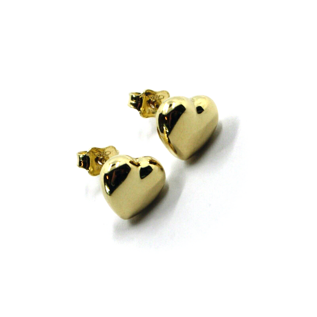 18K YELLOW GOLD ROUNDED PUFFED 9mm HEART LOBE EARRINGS, BUTTERFLY CLOSURE.