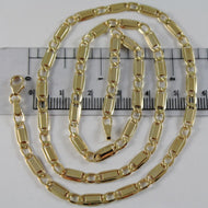 18k yellow gold chain flat gourmette alternate 4 mm oval link 19.7 made in Italy.