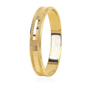 18K YELLOW GOLD WEDDING BAND 3.6mm THICK RING ENGAGEMENT SQUARES STRIPED BINARY.