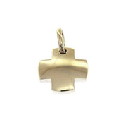 SOLID 18K WHITE GOLD SMALL CROSS 13mm, ROUNDED SQUARED SMOOTH MADE IN ITALY.