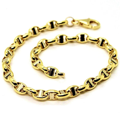18k yellow gold 4 mm oval navy mariner nautical bracelet 7.50