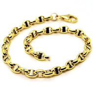 18k yellow gold 4 mm oval navy mariner nautical bracelet 7.50