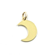 SOLID 18K YELLOW GOLD PENDANT MINI MOON FLAT, LENGTH 1 CM, 0.4 INCHES, CHARM.