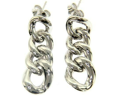 18k white gold pendant gourmette earrings made in Italy.
