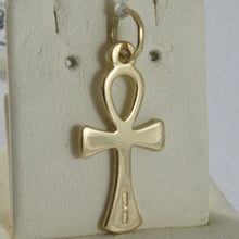 Load image into Gallery viewer, SOLID 18K YELLOW GOLD CROSS, CROSS OF LIFE, ANKH SHINY 0.98 INCHES MADE IN ITALY.
