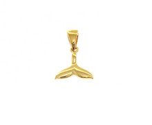 Load image into Gallery viewer, 18K YELLOW GOLD SMALL 10mm WHALE TAIL CHARM PENDANT SMOOTH BRIGHT, MADE IN ITALY.

