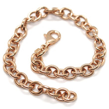 Load image into Gallery viewer, 18k rose gold solid rolo bracelet 7.7 inches, oval 7 mm link, made in Italy.
