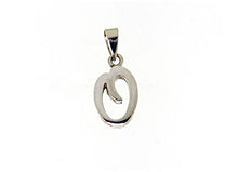 Load image into Gallery viewer, 18k white gold luster pendant with initial o letter  o made in Italy 0.71 inches.
