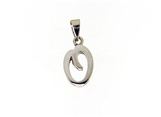 18k white gold luster pendant with initial o letter  o made in Italy 0.71 inches.