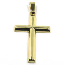 Load image into Gallery viewer, 18K YELLOW GOLD CROSS, ROUNDED BIG 39mm, 1.54 inches, SMOOTH, MADE IN ITALY
