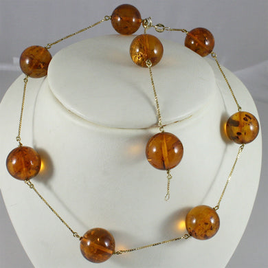 18K YELLOW GOLD NECKLACE WITH AMBER DIAMETER 16mm, 0.63in, MADE IN ITALY.