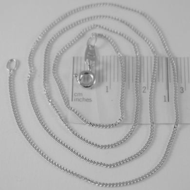 18k white gold chain 17.7 mini cuban curb gourmette link 1 mm, made in Italy.