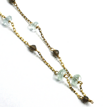 Load image into Gallery viewer, 18k yellow gold square rolo bracelet faceted aquamarine discs and smoky quartz.
