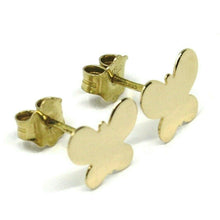 Load image into Gallery viewer, SOLID 18K YELLOW GOLD EARRINGS FLAT BUTTERFLY, SHINY, SMOOTH, 8x10 MM.

