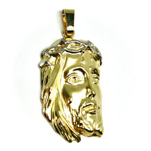 Load image into Gallery viewer, 18K YELLOW GOLD JESUS FACE PENDANT CHARM 4.8cm, 1.9&quot; FINELY WORKED ITALY MADE.
