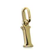 SOLID 18K YELLOW GOLD PENDANT MINI INITIAL LETTER I, 1 CM, 0.4 INCHES.