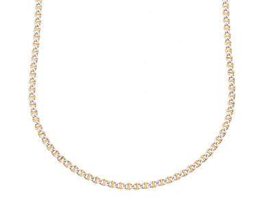 18K ROSE WHITE GOLD SOLID CHAIN NECKLACE SMALL 1.5mm FLAT OVAL MARINER 16