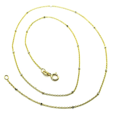 18k yellow & white gold chain mini thin rolo 1mm alternate faceted cubes 18