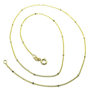 18k yellow & white gold chain mini thin rolo 1mm alternate faceted cubes 18