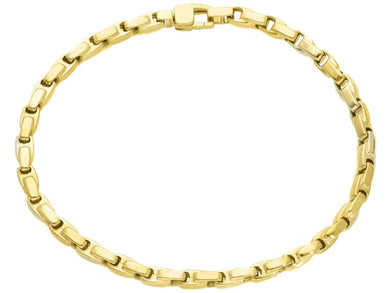 18K YELLOW GOLD BRACELET 4mm ALTERNATE SQUARED CROSSED DROP TUBE LINK 8.3