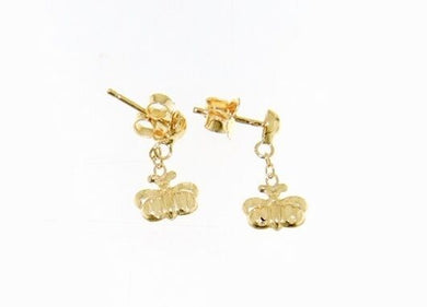 18K YELLOW GOLD EARRINGS WITH VERY SHINY BUTTERFLY WORKED MADE IN ITALY 0.51 IN.