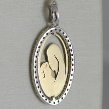Load image into Gallery viewer, 18k white and yellow gold medal stylized virgin Mary and Jesus made in Italy
