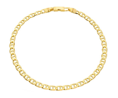 SOLID 18K YELLOW GOLD BRACELET FLAT BOAT MARINER OVAL NAUTICAL 3.8mm LINK 8.3