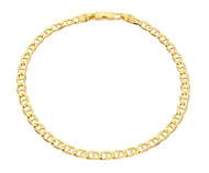 SOLID 18K YELLOW GOLD BRACELET FLAT BOAT MARINER OVAL NAUTICAL 3.8mm LINK 8.3