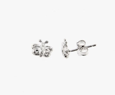 18k white gold earrings with very shiny butterfly worked made in Italy 0.28 in.