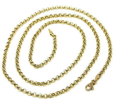 18k yellow gold rolo chain 2.5 mm, 20 inches, necklace, circles, made in Italy.