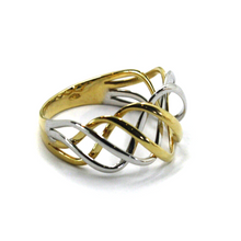 Load image into Gallery viewer, 18K YELLOW AND WHITE GOLD ALTERNATE MULTI WIRES ONDULATE WAVE BAND RING.
