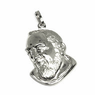 18k white gold pendant, Saint Pio of Pietrelcina face, 26mm satin very detailed.