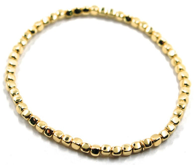 solid 18k yellow gold elastic bracelet, cubes diameter 3 mm 0.12