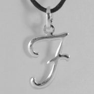 18k white gold pendant charm initial letter F, made in Italy 1.0 inches, 25 mm.